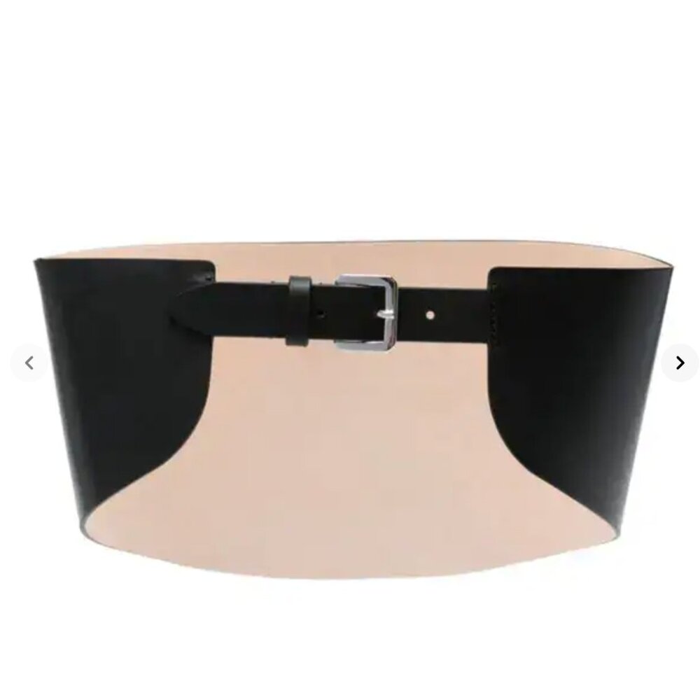 Wide Black Leather Corset Belt - Women's Accessory - Picture 3 of 6